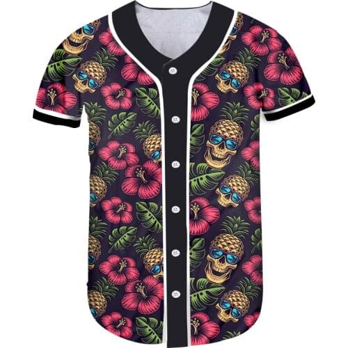 Streetwear Funny New Baseball Uniform Skull Pineapple Leaf 3d Novelty Vogue Trendy Quick-dry Breathable Sport Tops OGKB Wholesle
