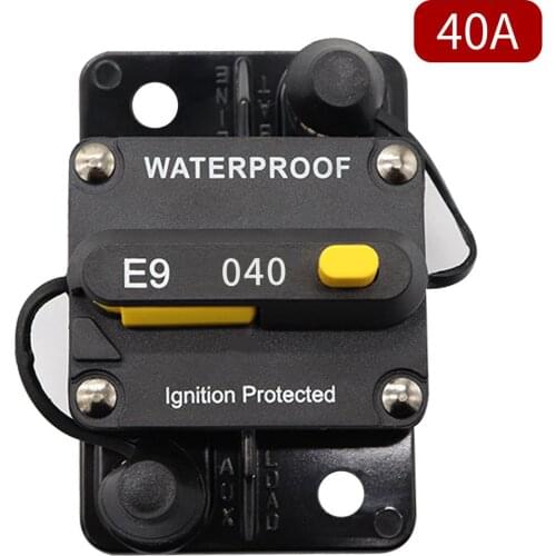 DC 12V-72V 40A Waterproof Circuit Breaker Fuse Holder with Manual Reset for Marine Trolling Motors Boat ATV 40A