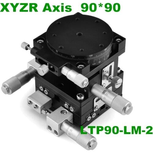 XYZR 90mm 4 Axis Manual Trimming Platform Double V-rail Heavy load Linear Stages Vertical lift Rotary Tuning sliding table LTP90