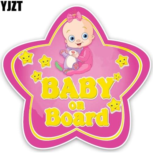 YJZT 15.5*15CM Cartoon Lovely BABY ON BOARD Colored Decoration Car Sticker C1-5528