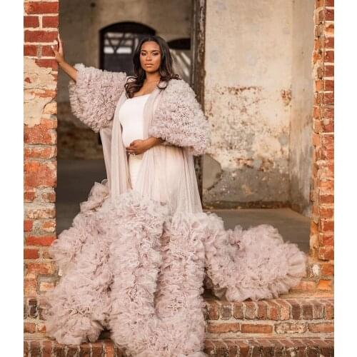 Plus Size Maternity Ruffles Night Robe Photography Celebrity Dress Custom Made Women Party Sleepwear