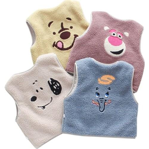 Girl double-sided cartoon vest Girl autumn and winter warm vest Girl wearing sleeveless vest on both sides
