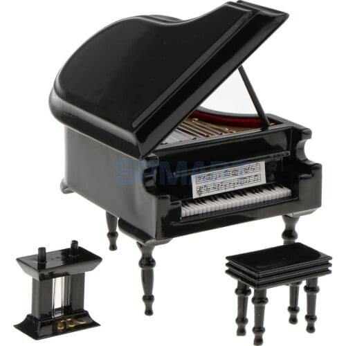 1/12 Scale Dollhouse Miniature Music Instrument Wooden Piano with Wooden Case for 12th Dolls House Accessories