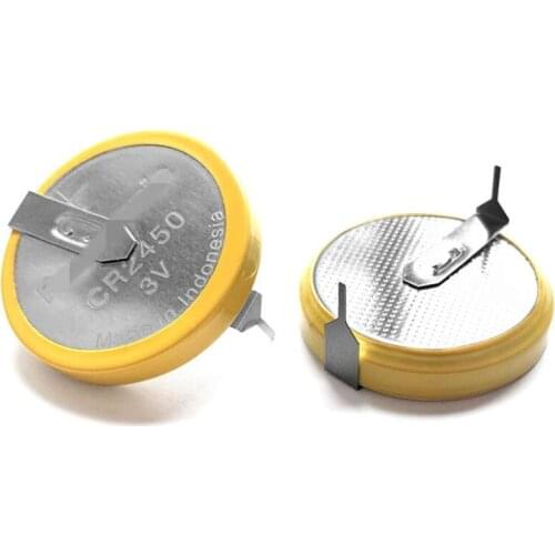 10PCS CR2450 550mAh Button Cell Batteries 3V 180 Degree welding Solder Pins Bluetooth Watch CR 2450 Coin battery