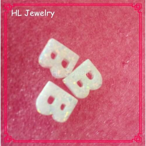 100PCS/Lot Caipital Letter B Synthetic Fire Opal Pendant 9*10MM White Op17 Initial Letter B Opal Pendant