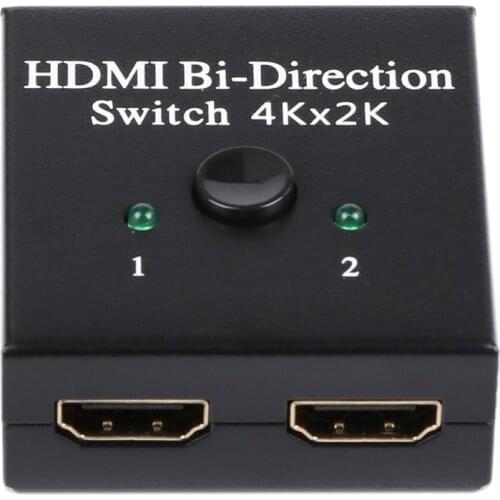 2-Port HDMI Bi-directional Switch 2x1 Switcher 1x2 Splitter Selector 3D Supports HDTV, Blu-ray player, smart TV box, etc