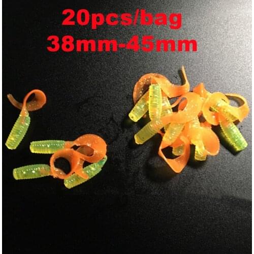 20pcs/lot Soft Lures Silicone Bait 0.7g/38mm 1g/45mm Double Color Baits Pva Carp Fishing Swimbait Jigging Lure Artificial Baits