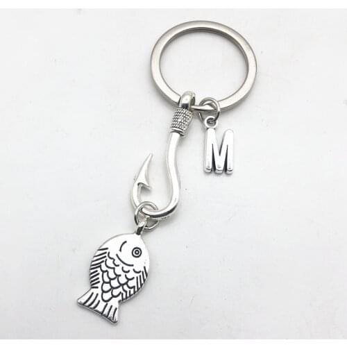2021 Fashion Fishing Expert Keychain Fish and Hook Key Chain Jewelry Silver Color Fisherman I Love Fishing Fish Pendant Key