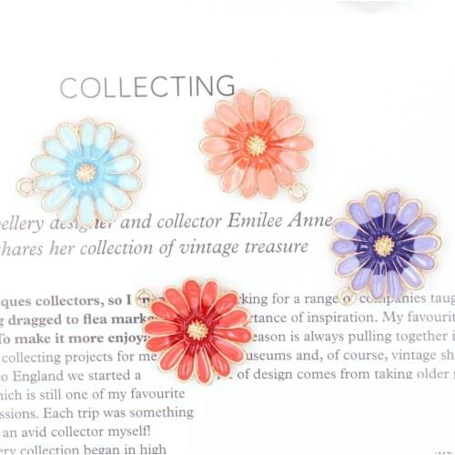 5pcs/lot Gradient chrysanthemum Enamel Sun flower Charms for DIY Earring Jewelry Handmade Headwear accessories Finding XL755