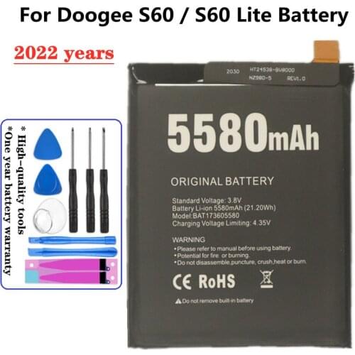 BAT17M15580 BAT173605580 Battery For Doogee S60 / S60 Lite 5580mAh Bateria High Quality Smartphone Replacement Batteries