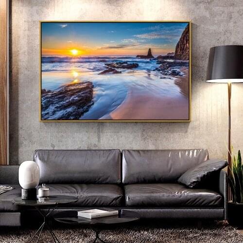 Artcozy Oil Canvas Painting sea beach sunsetFor Home Decoration Wall Art