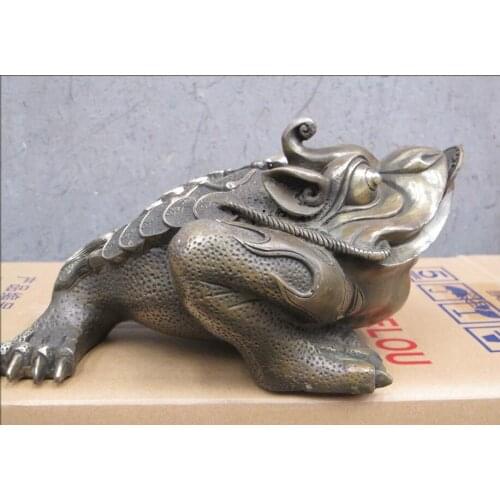 Free shipping 10"Good luck China Feng shui bronze Three toad of leg Jin Chan statue fast