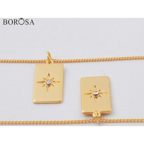 BOROSA 18inch Gold Metal Pendant Necklace, High Quality 18K Gold Eight Star with Zircon Chain Necklace WX1779 CN(Origin)