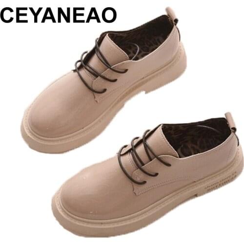 CEYANEAO Leather Women Shoes 2020 Spring Casual Women Shoes Fashion Brand Woman Shoes