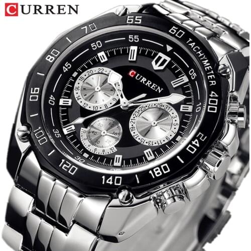 Watches Mens Full Stainless Steel Wristwatch CURREN Fashion Quartz Mens Watch Analog Sport Gentleman Clock Male Watch Relojes