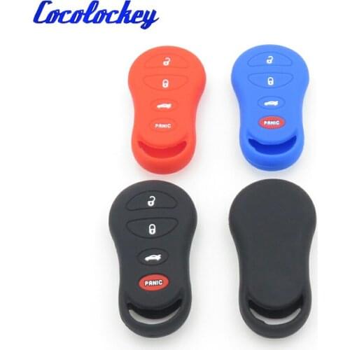 Cocolockey Silicone Car Key Cover for Chrysler Dodge Jeep Concorde Sebring LHS Viper Stratus Liberty 4 Buttons Key Case for Car