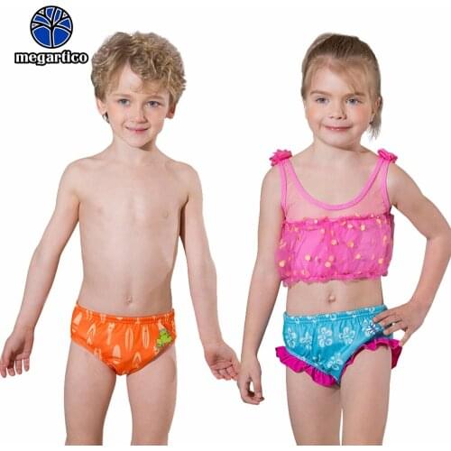 Megartico Toddler Reusable Swim Diaper for Baby Cartoon frog swimming Pants Ruffle Swimming Trunks Girls Boys Training Swimsuit