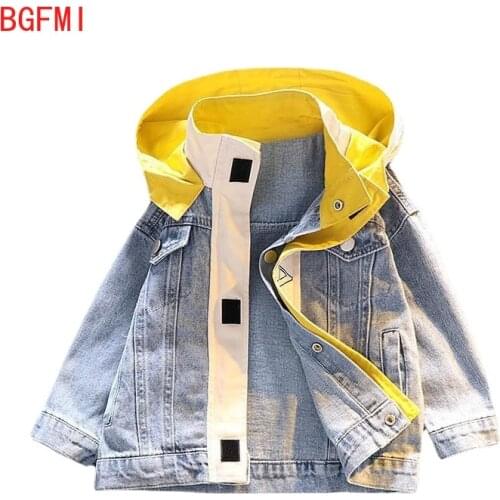 Boy Jeans Boys Jacket with Hood Kids 2021 Autumn Coat Denim Outfit Children Windbreaker 2 -9 Years Kid Coat Girls Fall Clothes