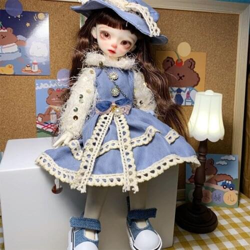 Kawaii 1/6 Denim Skirt Blue Doll Dress Doll Clothes for Blythe/Azone S/OB24/OB11 Doll Accessories Fashion Blythe Outfit