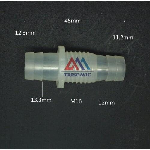 11mm-M16-12mm Straight Reducing Connector Plastic Fitting Barbed Reducing Connector Metric Material PP