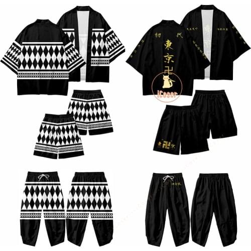 Anime Tokyo Revengers Tokyo Manji Gang Mikey Tee Kimono Haori Shorts Manjiro Sano Cosplay Yaoi Ken Ryuguji Summer Toman Uniform