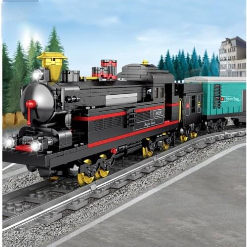 Train battlefield series armored air cushion ship blocks Operated Railway Electric Train Building Blocks children Assemble toys