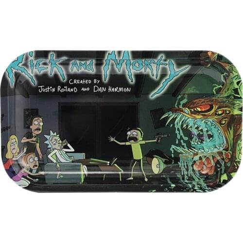 Stainless Steel Square Tobacco Tray Comic Pattern 27*16cm Metal Cigarette Rollling Trays Portable Ashtrays Smoking Accessories