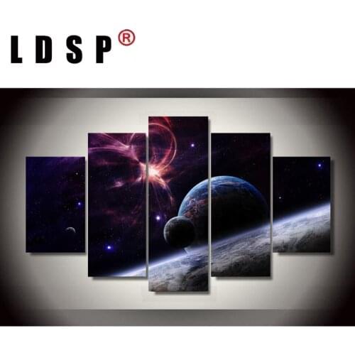 LDSP Wall Art Modular Picture Home Decor Posters 5 Panel Planets Landscape Living Room Printed Modern Painting On Canvas Fram