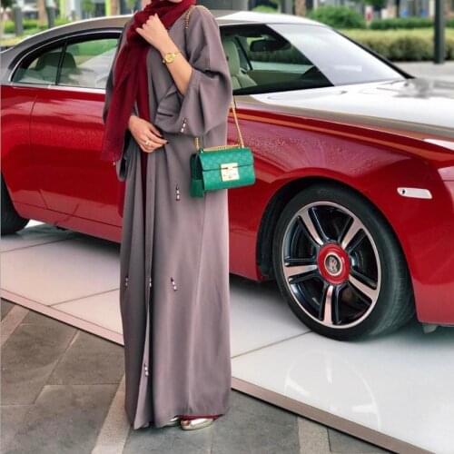 Great quality hand made diamond beading muslim dress Muslim abaya peignoir fashion islamic abaya prayer service clothing F1841