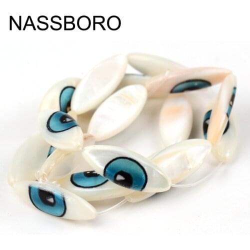 Natural Eyes Shape White Shell Beads Evil Eye Beads Loose Spacer Beads for Jewelry making Diy Bracelet Necklace Needlework