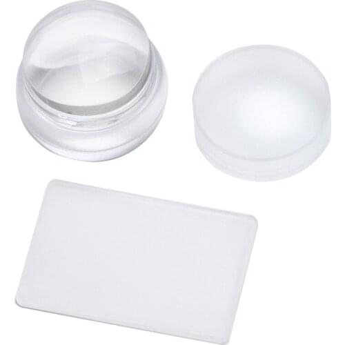 New Transparent DIY Nail Art Stamping Stamper with Cap Scraper Plate Transfer Manicure Tools T0005