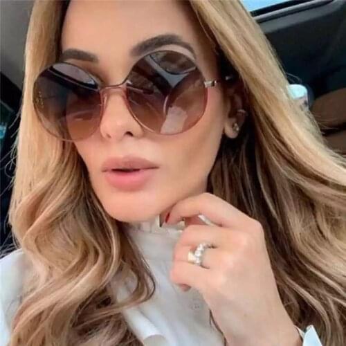 ONEVAN 2021 Alloy Round Large Frame Sunglasses Women Vintage Metal Glasses Women Gradient Lens Luxury Sun Glasses Men Oculos