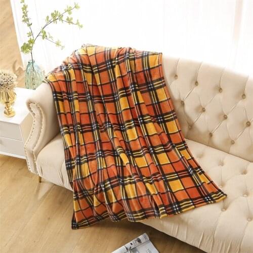 MERRYLIFE Throw Blanket for Couch Orange Plaid Chair Throw Blanket Soft Decorative Ultra-Plush Colorful Throw Travel Blanket