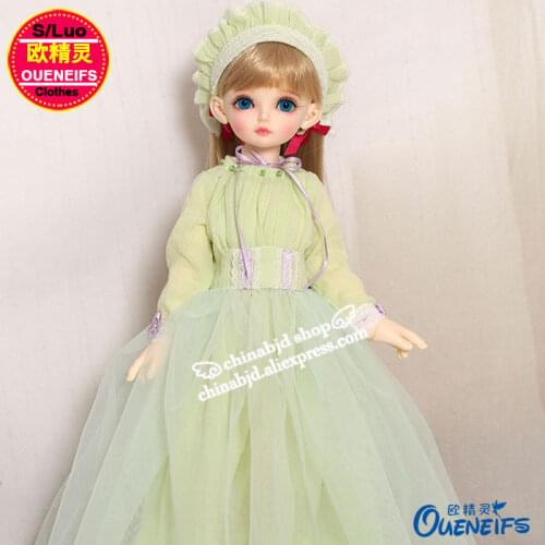 BJD Clothes 1/4 Doll Long Sleeved Dress Elegant Green Gauze For the Luts Body YF4-138 Doll Accessories