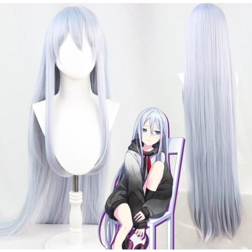 120cm Long Yoisaki Kanade Cosplay Wig Blue Long Straight Synthetic Hair Cosplay Costume Wigs Heat Resistant + Wig Cap