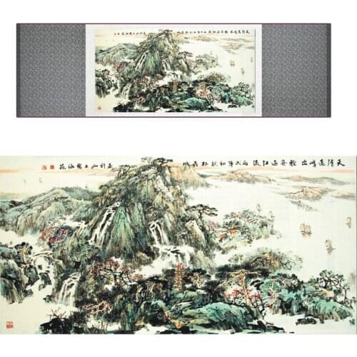 Landscape art painting Mountain and River art painting top quality silk scroll painting