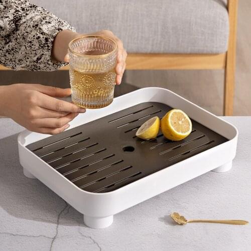 Tea Tray Household Small Tray Modern Tea Set Living Room Water Storage Type Rectangular Tea Cup Drainage Tray Fruit Tray