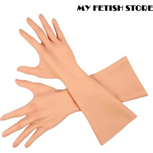 Lifelike Female Realistic Soft Silicone Hand Gloves 6G Upgrade 40CM Length for Crossdresser Transgender Shemale Male To Female