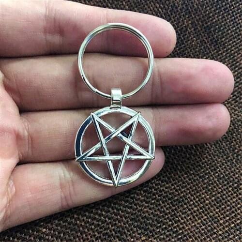 Inverted Pentagram Pendant Satanic Symbol Down Pentagram Keychain Amulet Jewelry