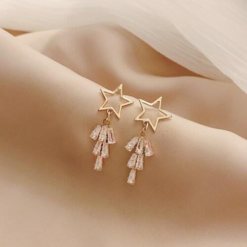 Five-Pointed Star Earrings Female Temperament Long Earrings Personality Wild Simple 2020 New Fashion Earrings