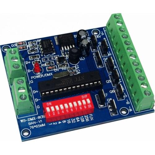 LED Controller DMX Constant Pressure Plate Common Yang WS-DMX-8CH-BAN-V1 DC5V-24V 24A Strip Light