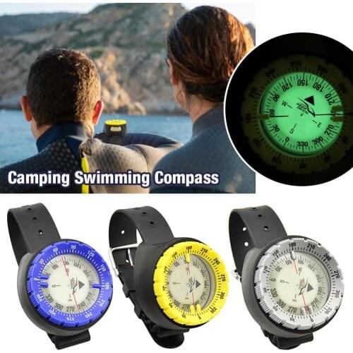 Waterproof Compass Underwater Caving Camping Swimming Compass With Wristband Diving Scuba Watchband Fluorescent Dial Compass