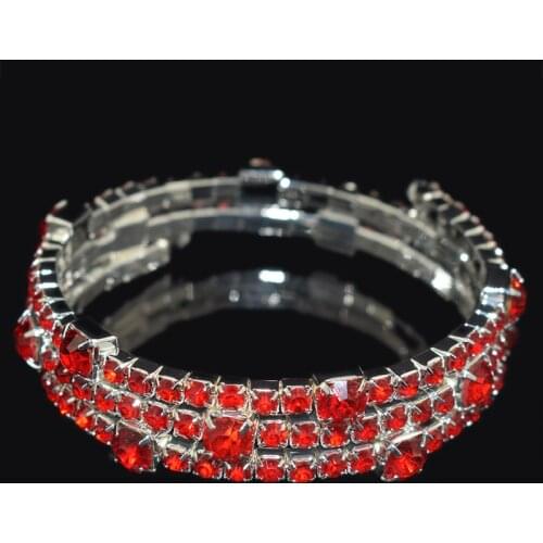 Fashion Gold Silver Plated Rhinestone Cuff Bracelet for women Girl Red blue colorful Shinning Crystal width Bracelets & Bangles