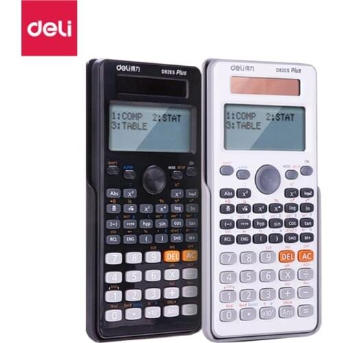 1pcs Deli D82ES Plus Mathematical Function Multifunction Examination Calculator Solar Silent Computer