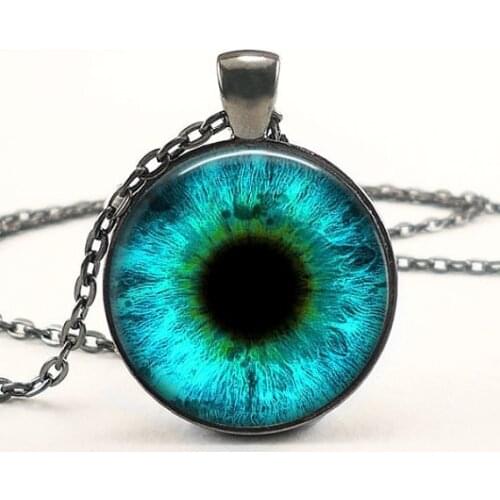 2017 New Round Photo Jewelry Dragon Eyes Pendant Glass Dome Necklaces Novel Pendants HZ1