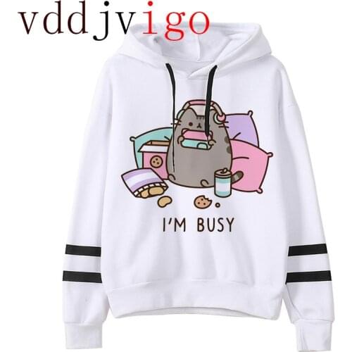 2021 Women Ullzang Cute Korean Style Autumn Winter Sweatshirt Kawaii Cat Harajuku Funny Cartoon Hoodies 90s Warm Hoody Female