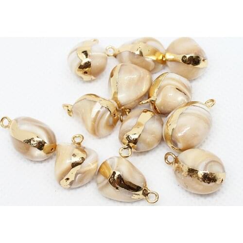5pcs Delicate Natural Conch Round Shell Metal Edging Glamour Pendant Jewelry Making Handmade DIY Bracelet Necklace Accessories