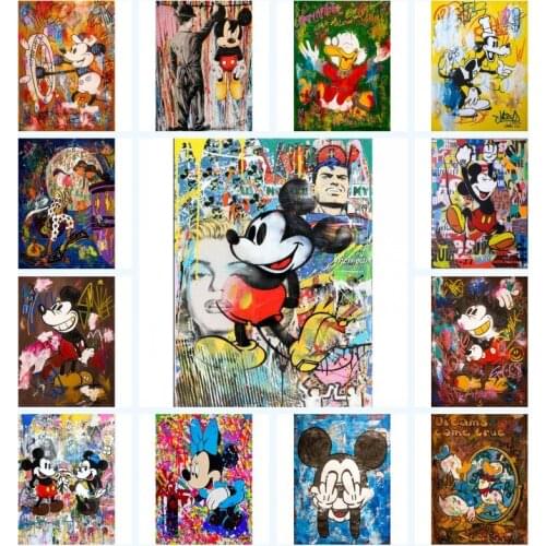 5D Diamond Painting Disney Banksy Graffiti Mickey Mini Mouse Cross Stitch Kit Diamond Embroidery Picture Rhinestone Decor Gift