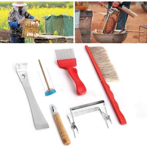 7PCS/Set Beekeeping Tools Kit Bee Hive Box Chisel Frame Grip Queen Catcher Marker Bee Brush Apiculture Beekeeper Equipment Kit