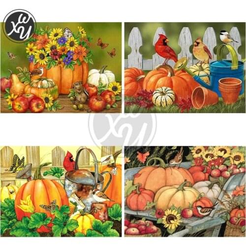 Diamond Painting Cross Stitch Pumpkin Full Drill Cross Stitch Kit Square Round Mosaic Art Diamond Embroidery Birthday Gift Decor